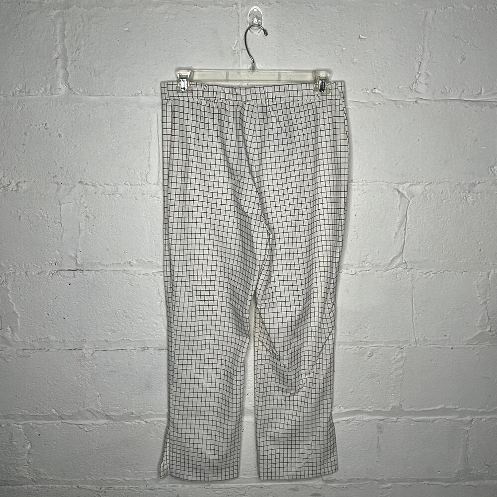 Massimo Fabbro Italy Plaid Pull On Academia Career Pants Women Black White Sz 12 - Picture 2 of 8